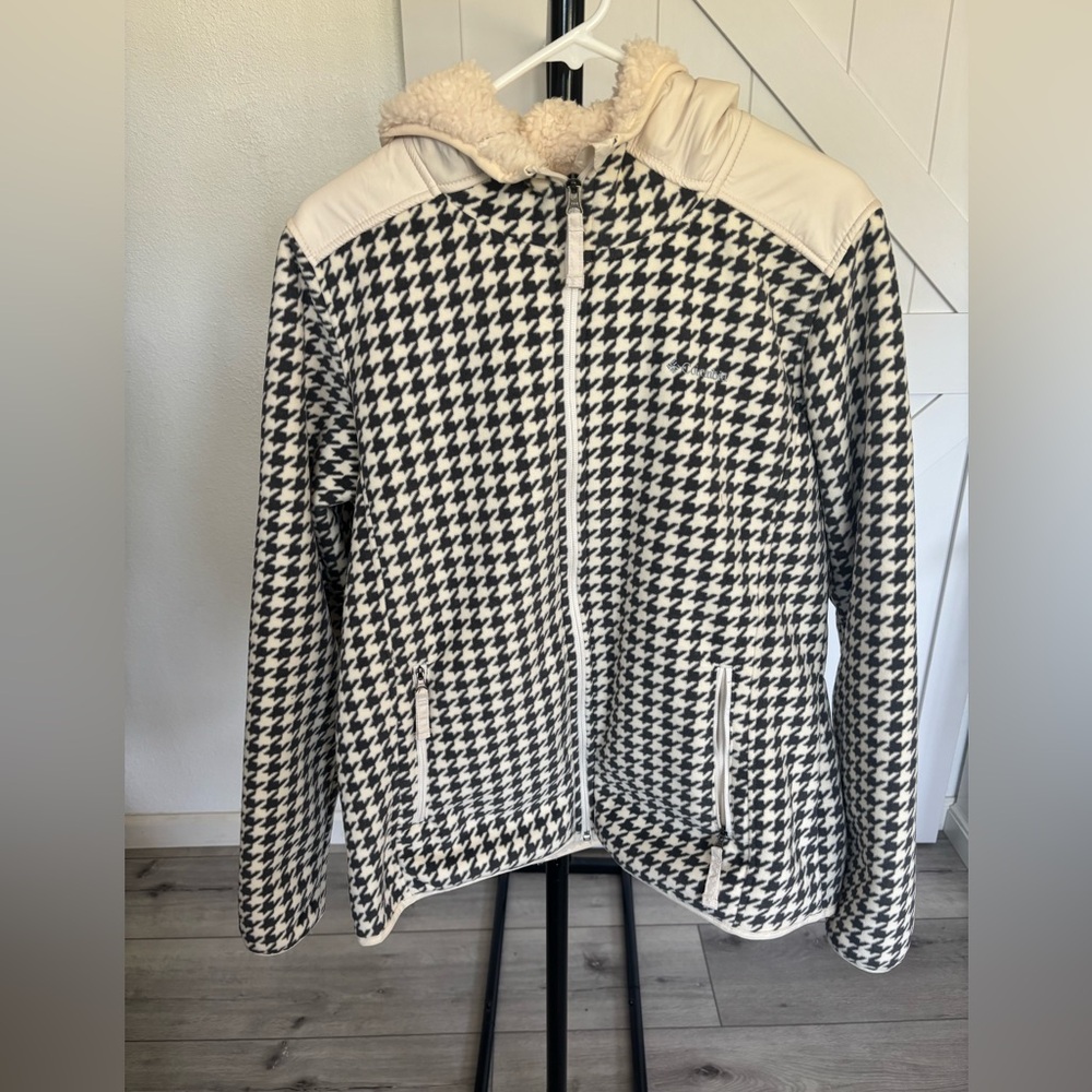 Columbia Houndstooth Zip-Up Fleece Jacket with Hood